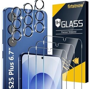 S25 Plus 6.7" Blue Smartphone with Tempered Glass 3 Pack Glass Screen Protector